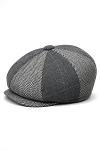 HT6325 - Heren Herringbone Tweed Mix Newsboy 8-Panel Hoed