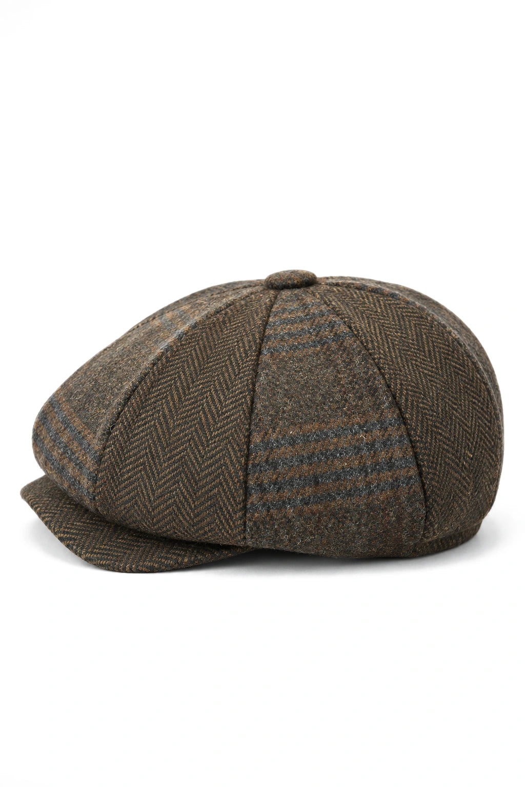 HT6325 - Heren Herringbone Tweed Mix Newsboy 8-Panel Hoed