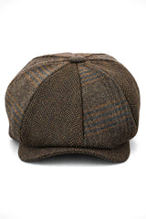 HT6325 - Heren Herringbone Tweed Mix Newsboy 8-Panel Hoed