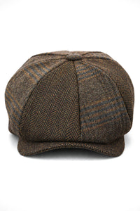 HT6325 - Heren Herringbone Tweed Mix Newsboy 8-Panel Hoed