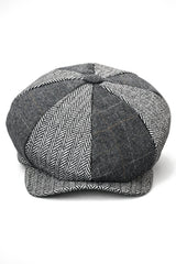 HT6325 - Heren Herringbone Tweed Mix Newsboy 8-Panel Hoed