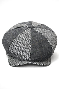 HT6325 - Heren Herringbone Tweed Mix Newsboy 8-Panel Hoed