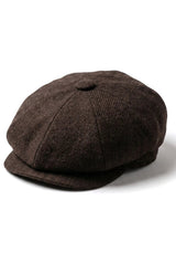 HT6363 - Heren Vintage Tweed Newsboy Peaky Blinders Pet - Bruin/Wijnrood