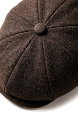 HT6363 - Heren Vintage Tweed Newsboy Peaky Blinders Pet - Bruin/Wijnrood