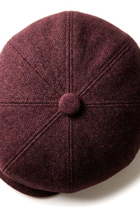 HT6363 - Heren Vintage Tweed Newsboy Peaky Blinders Pet - Bruin/Wijnrood