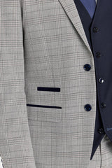 Hugo grijs pak met Parker marineblauwe contrasterende gilet