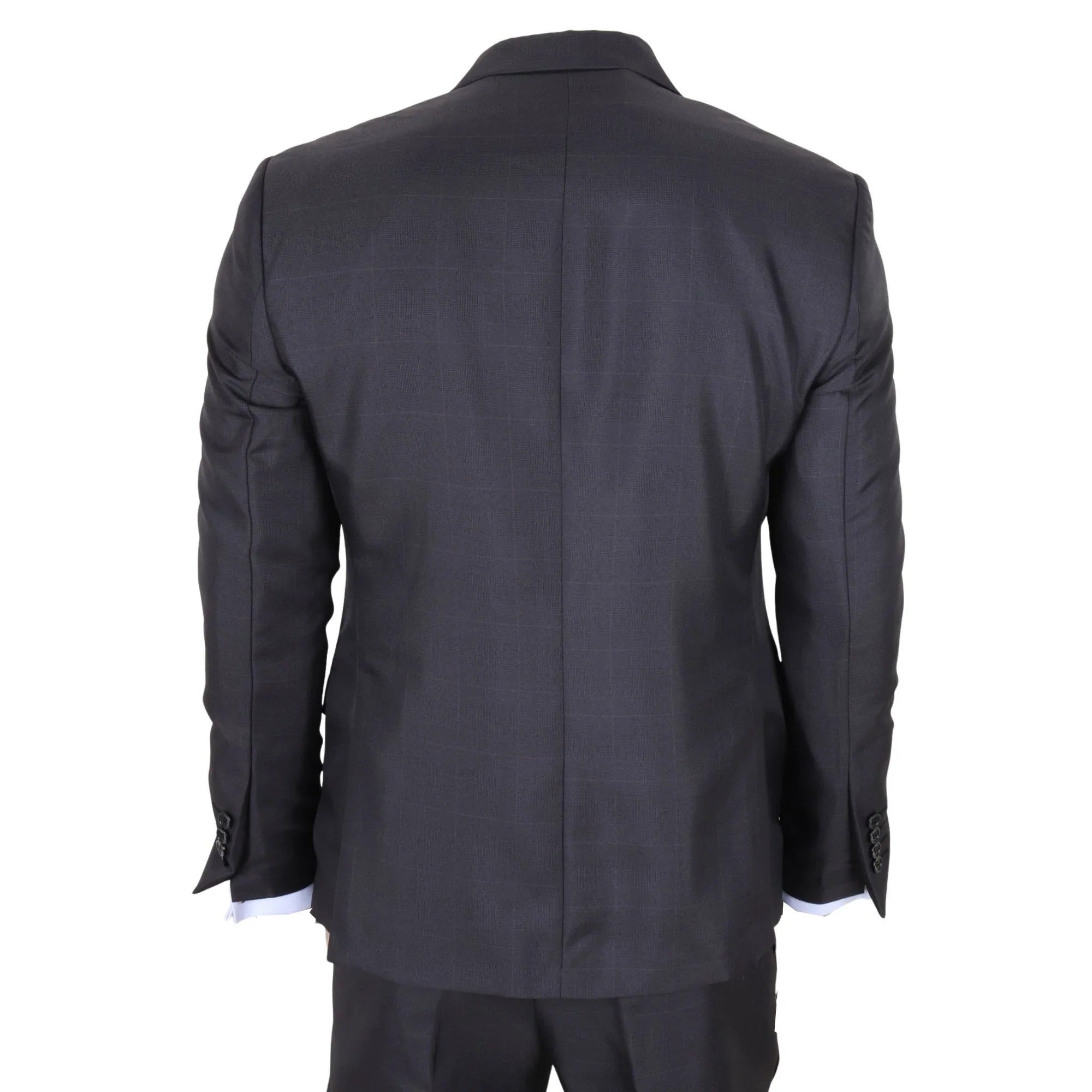IM51 - Herenpak met antracietkleurig ruitpatroon, 3-delig, getailleerd model