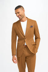 James - Heren Camel Bruine Wollen Blazer
