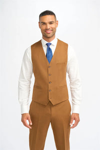 James - Heren Camelbruin Wollen Vest