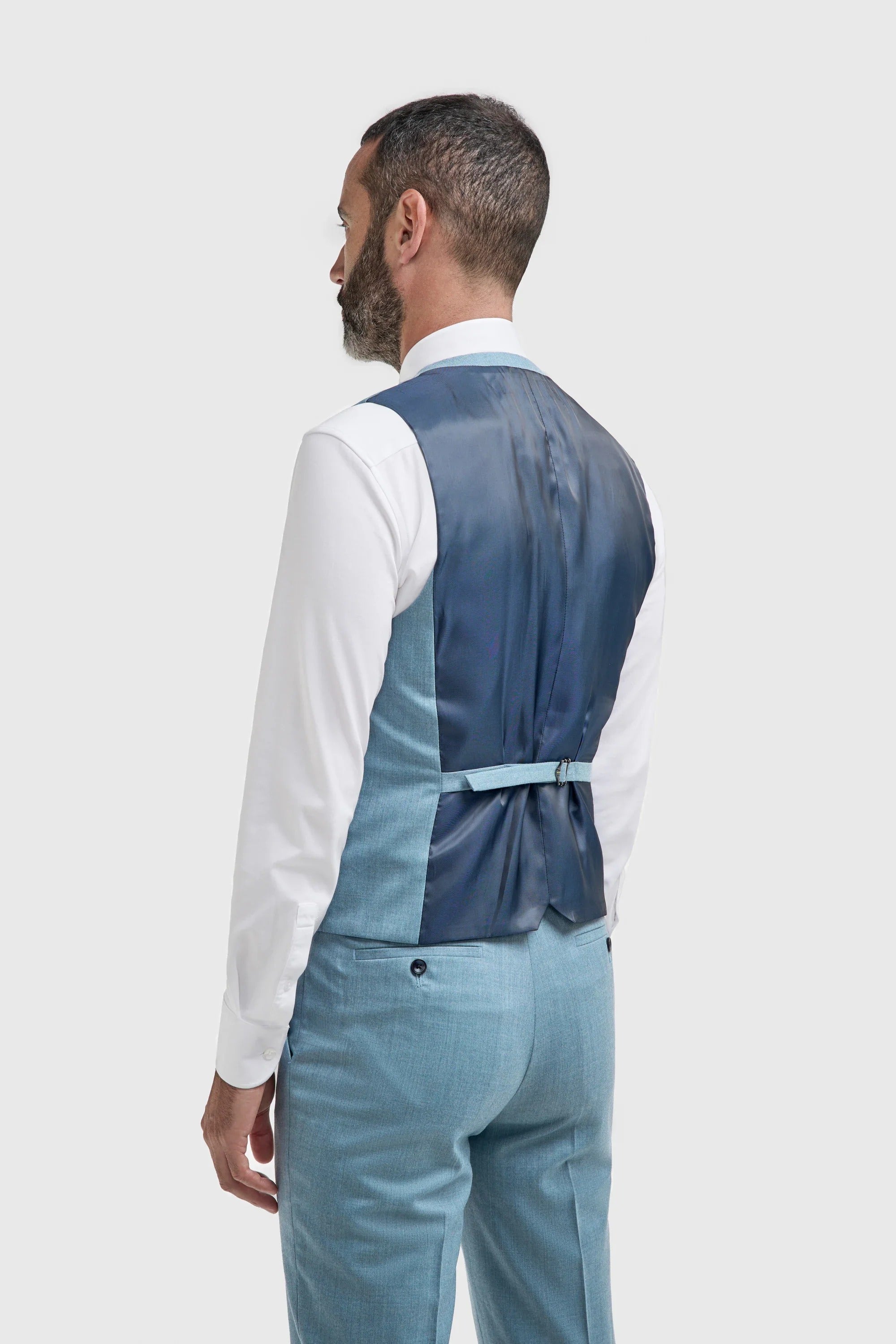 James - Herenpak, lichtblauw, 3-delig, met structuur
