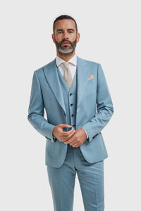James - Lichtblauwe, gestructureerde blazer voor heren