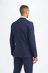 James - Heren marineblauwe wollen blazer met getailleerde pasvorm