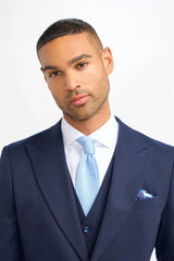 James - Heren marineblauwe wollen blazer met getailleerde pasvorm