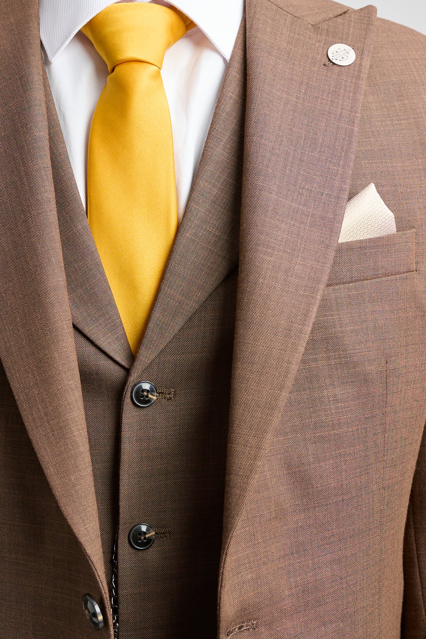 James Heren 3-delig Effen Bruin Pak met Klassieke Pasvorm