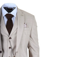James - 3-delig crèmekleurig herenpak met getailleerde pasvorm