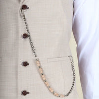 James - 3-delig crèmekleurig herenpak met getailleerde pasvorm