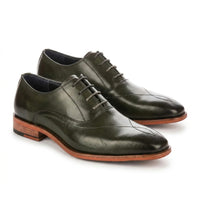 Jett - Donkergroene Oxford-schoenen voor heren met kruissteek op de neus
