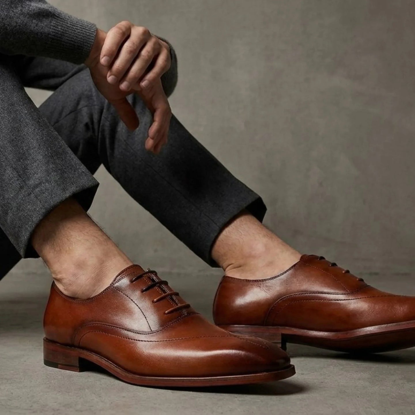 Jett - Heren Oxford schoenen met kruissteek op de neus in de kleur bruin