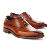 Jett - Heren Oxford schoenen met kruissteek op de neus in de kleur bruin