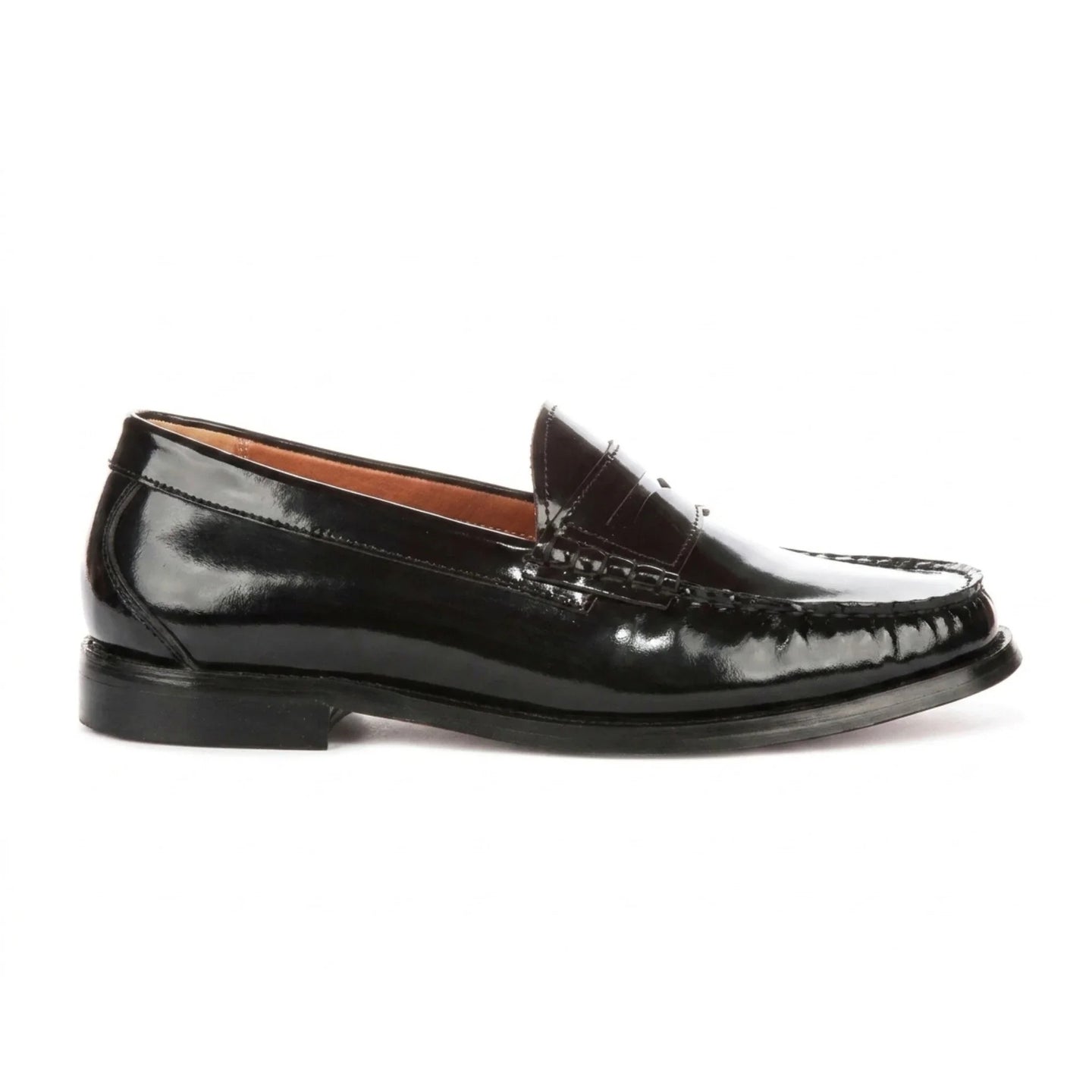 Joseph - Heren zwarte penny loafers met hoogglans afwerking