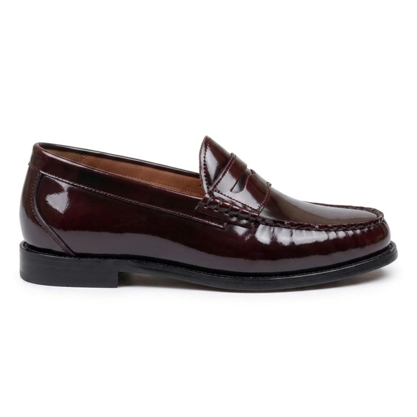 Joseph - Heren Penny Loafers van bordeauxrood lakleer