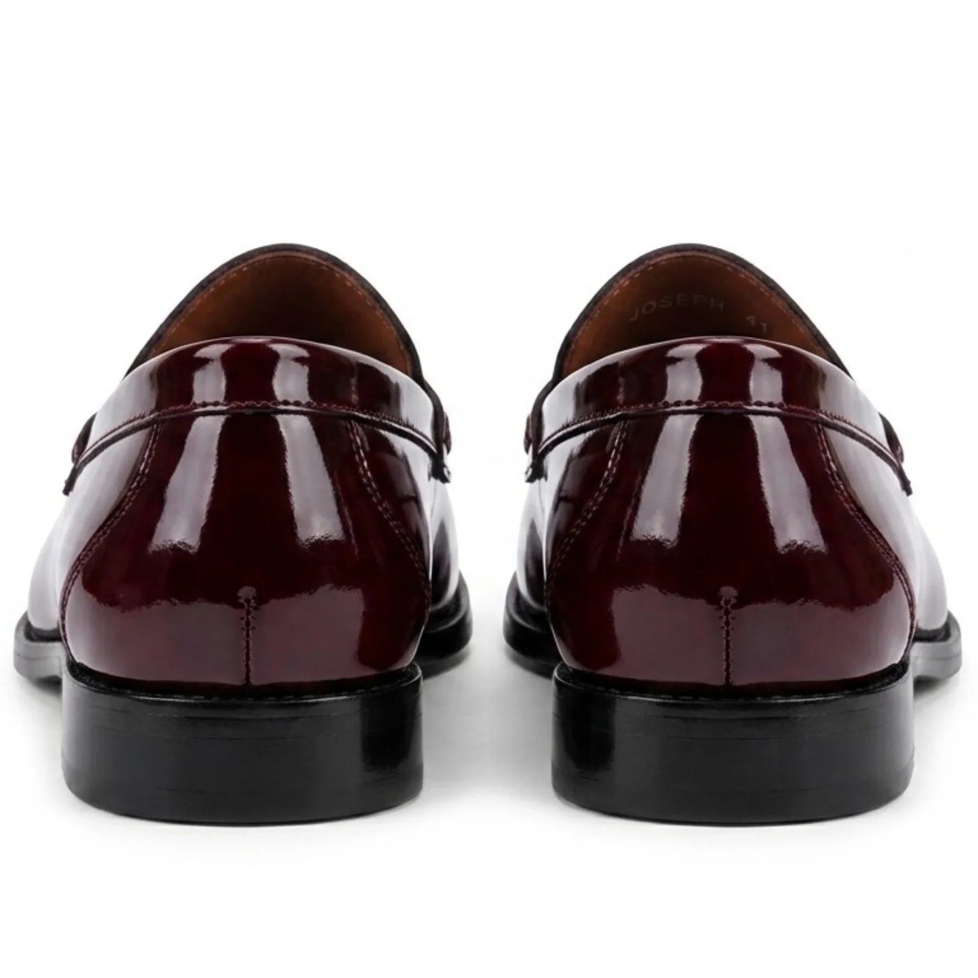 Joseph - Heren Penny Loafers van bordeauxrood lakleer