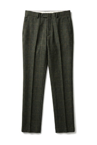 Joshua - Heren groene tweed geruite broek