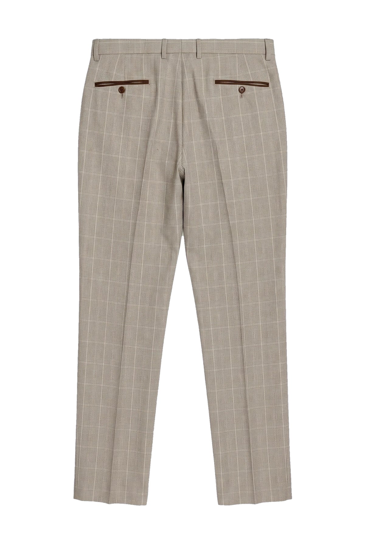 Leo - Beige geruite herenbroek