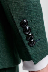 Leo - Heren Groen 3-delig Geruit Getailleerd Pak