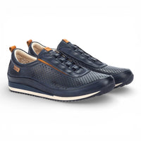 Liverpool - Herensneakers van blauw leer met elastische tailleband