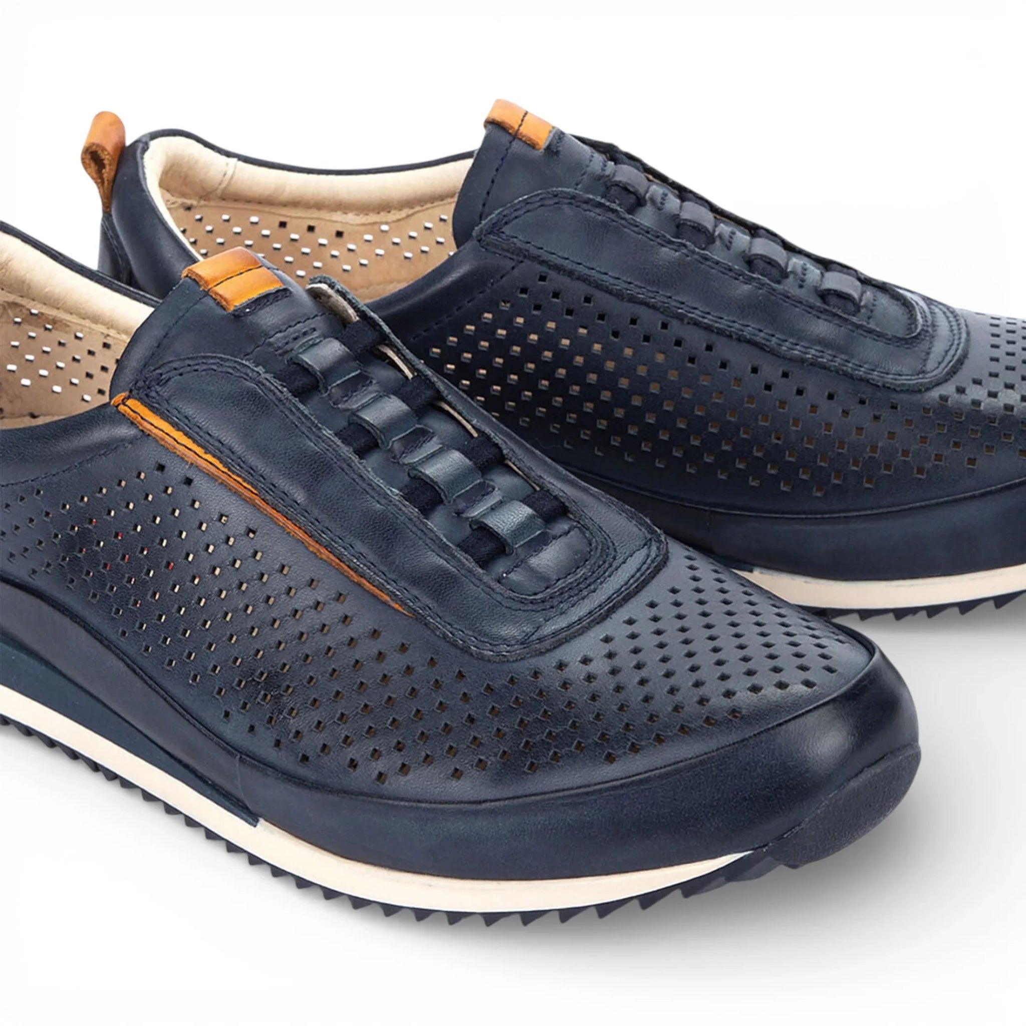 Liverpool - Herensneakers van blauw leer met elastische tailleband