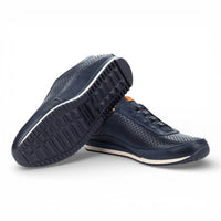 Liverpool - Herensneakers van blauw leer met elastische tailleband