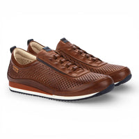 Liverpool - Herensneakers van bruin leer met elastische tailleband