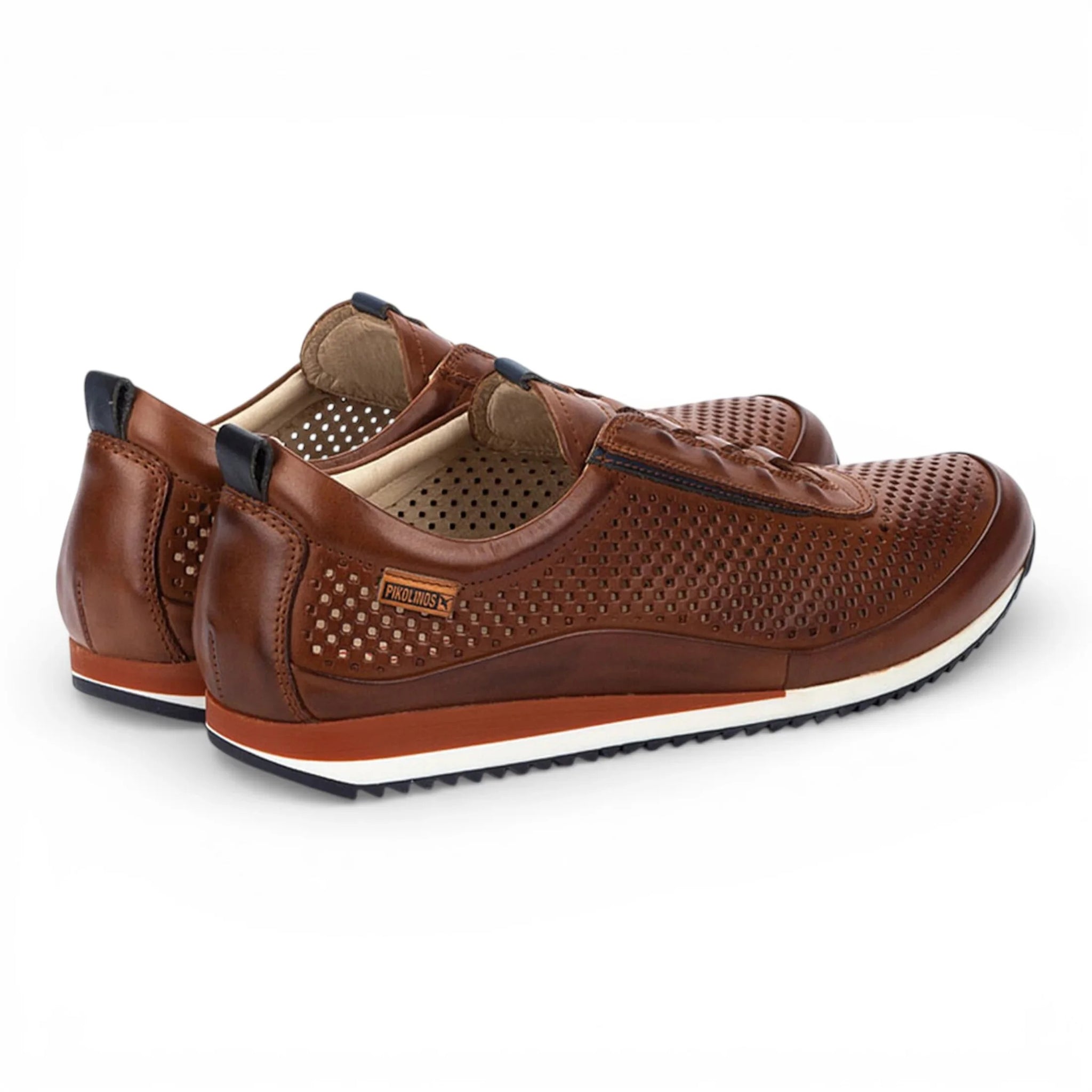 Liverpool - Herensneakers van bruin leer met elastische tailleband