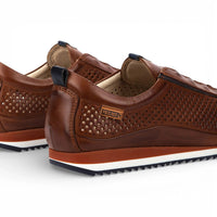 Liverpool - Herensneakers van bruin leer met elastische tailleband