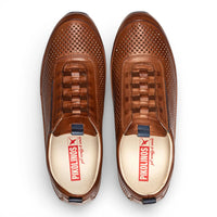 Liverpool - Herensneakers van bruin leer met elastische tailleband