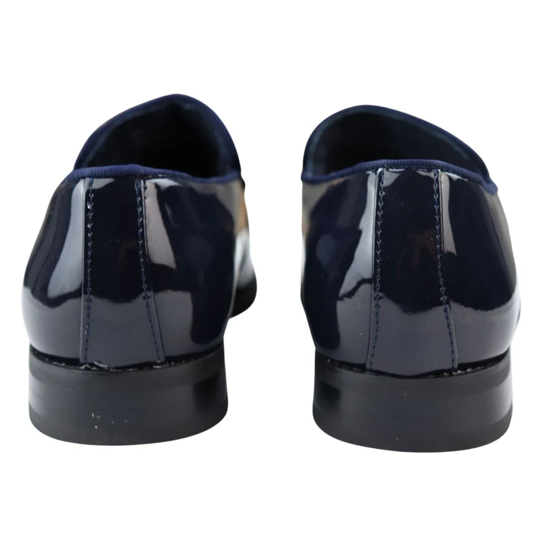 Men's Moccasin Loafers Shoes Leather Blue Lined Slip On Velvet Smart Formal Shoe