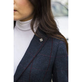 Madrid - Dames marineblauwe tweed blazer met getailleerde pasvorm