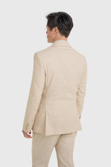 Malibu - Beige driedelig pak met textuur voor heren