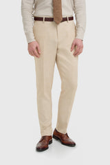 Malibu - Beige herenbroek met textuur