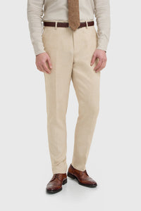 Malibu - Beige herenbroek met textuur