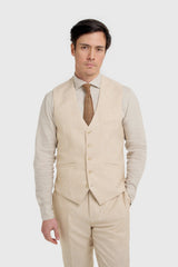 Malibu - Beige herenvest met textuur