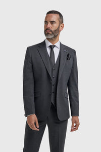 Malibu - Herenblazer met antracietkleurige textuur