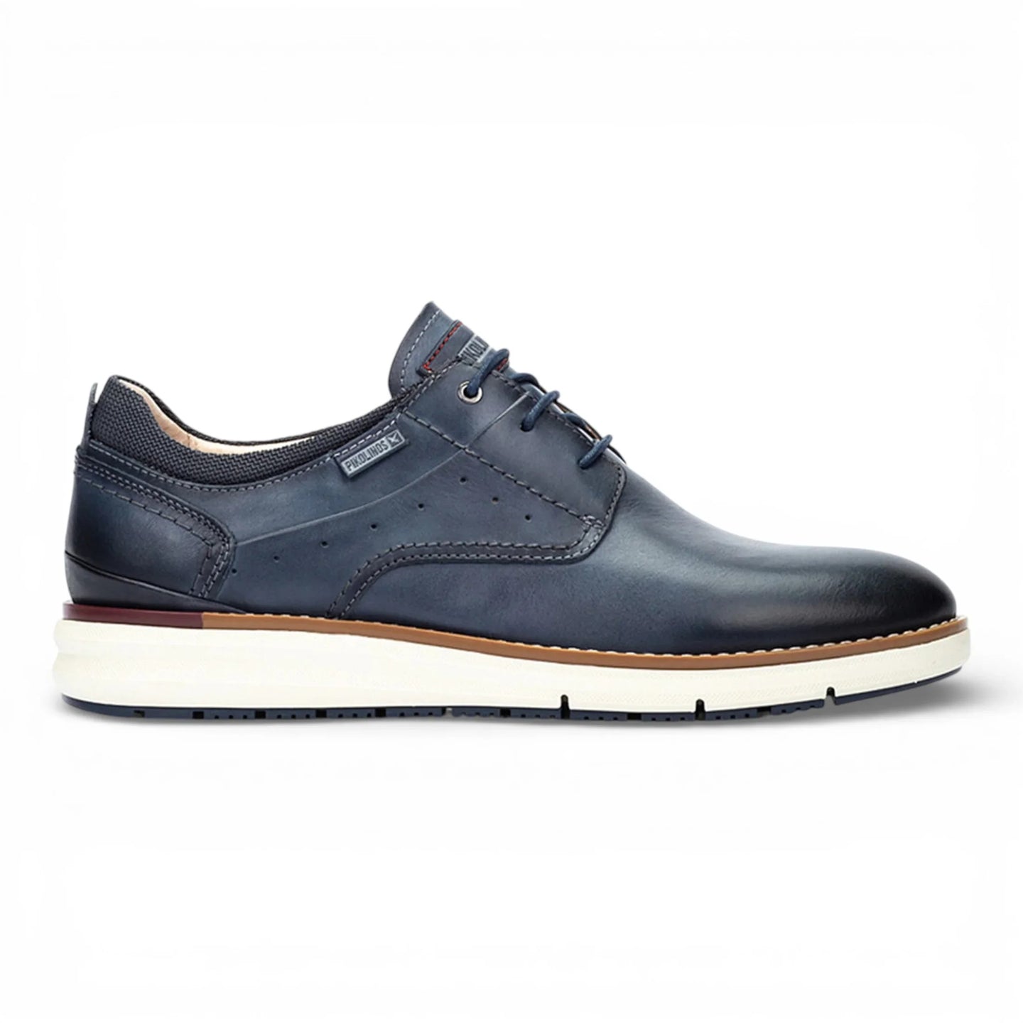 Manacor - Herensneakers van blauw leer met vetersluiting