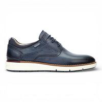 Manacor - Herensneakers van blauw leer met vetersluiting