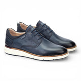 Manacor - Herensneakers van blauw leer met vetersluiting