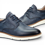 Manacor - Herensneakers van blauw leer met vetersluiting