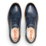 Manacor - Herensneakers van blauw leer met vetersluiting