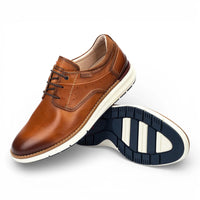 Manacor - Bruine leren vetersneakers voor heren