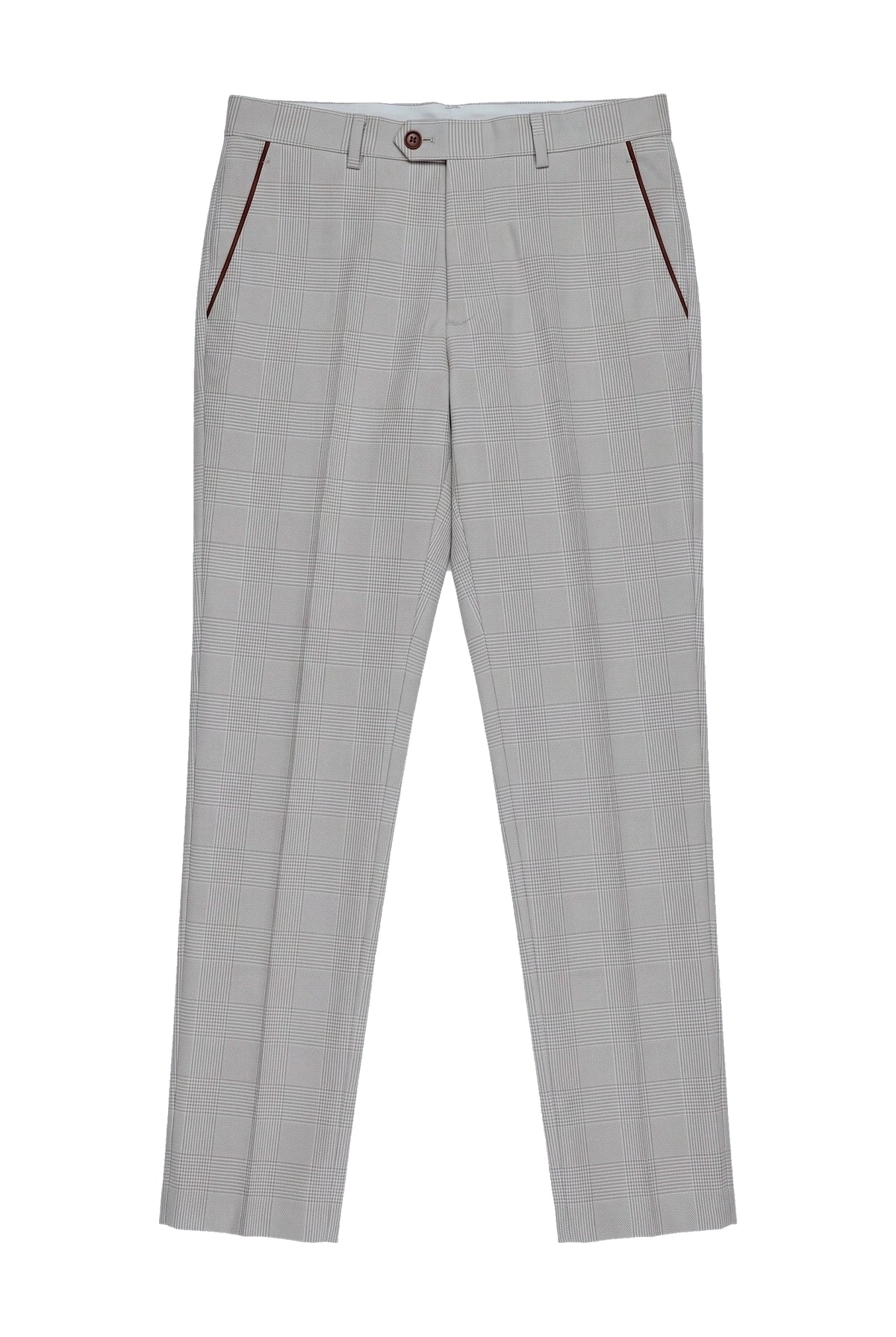 Mark - Beige geruite herenbroek